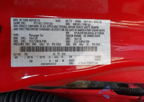 2016 Ford Focus Se из США, поврежденный, VIN 1FADP3K29GL213850